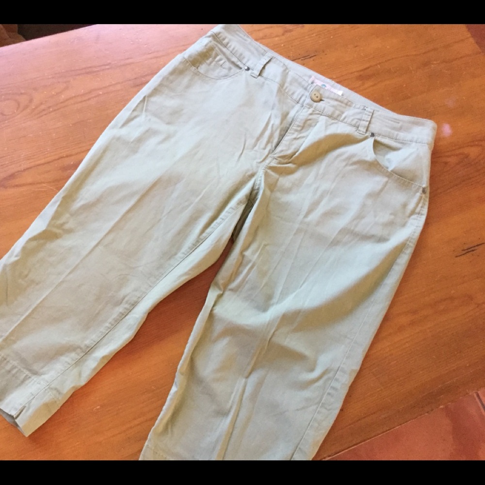 COCONUT ROW PALM BEACH Capri Pants Moss Green Sz 8